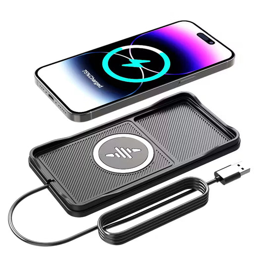 Anti-Slip Silicone Fast Wireless Car Charging Pad Universal for iPhone and Android Phones